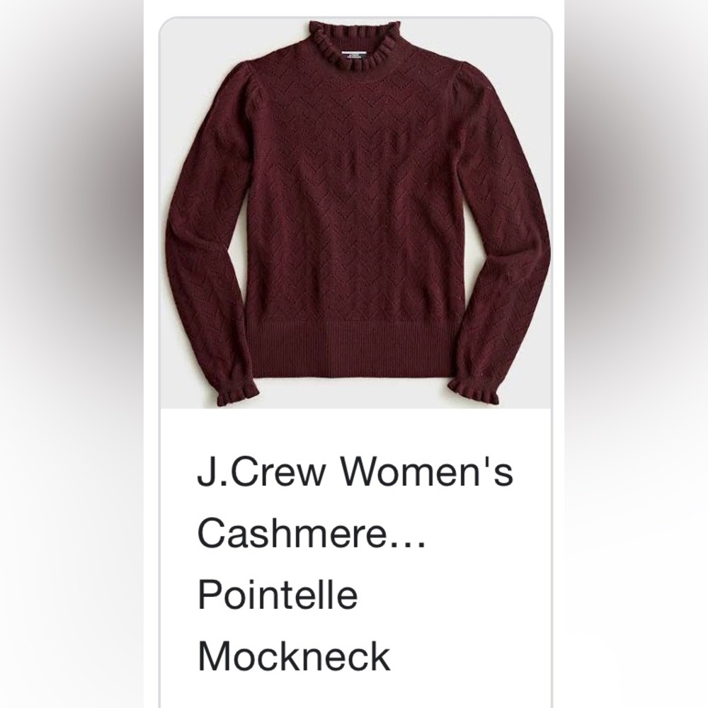 Cashmere pointelle mockneck sweater by J Crew